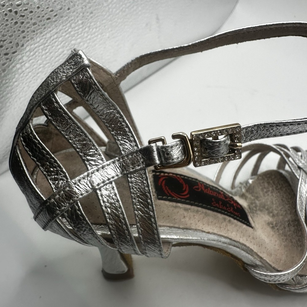 Natural Spin Strappy Tango Heels Dance Shoes Silver Women's Size 5.5 MSRP $106 - Picture 9 of 15